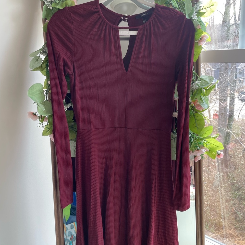 Forever 21 Maroon Long Sleeve Dress